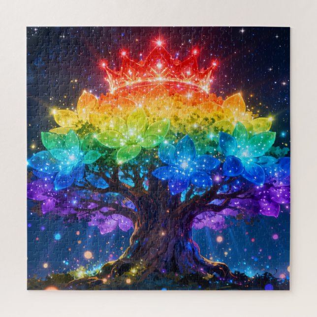 Puzzle Casse-tête de l'Arbre Arc-en-ciel de Lumière (Vertical)