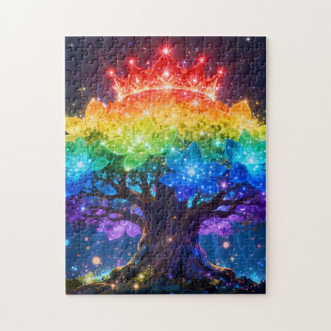 Puzzle Casse-tête de l'Arbre Arc-en-ciel de Lumière (Vertical)