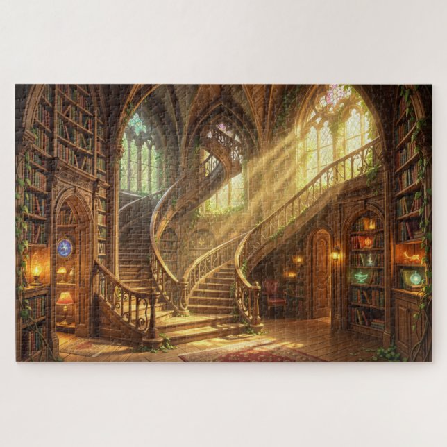 Puzzle Casse-tête de l'évasion de la bibliothèque mystiqu (Horizontal)