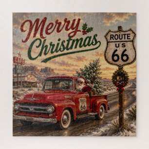 Puzzle Casse-tête de Noël de la route 66 du Père Noël
