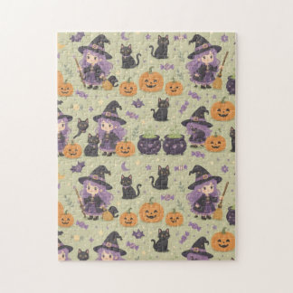 Puzzle Casse-tête de sorcières de Halloween mignonnes et