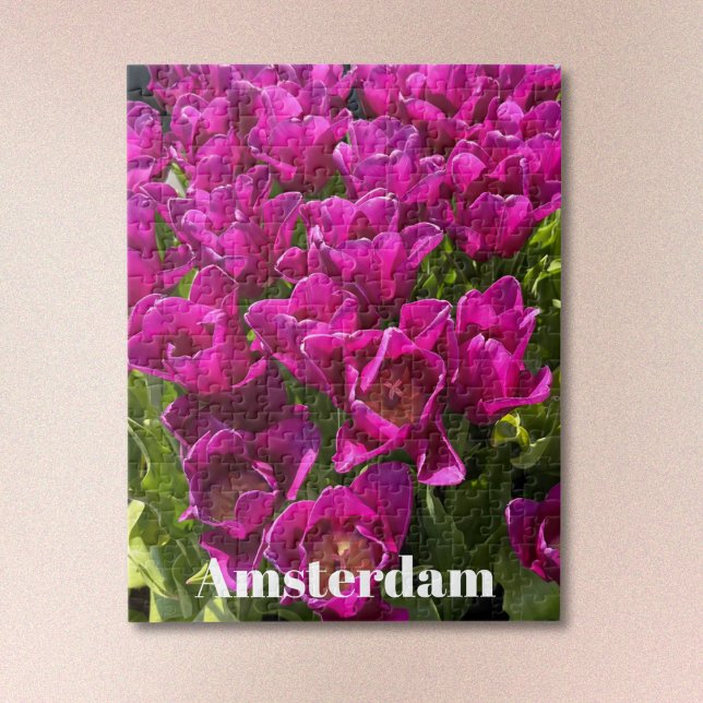 Puzzle Casse-tête de tulipes violettes d'Amsterdam (Text is optional. Select Personalization to backspace it out.)