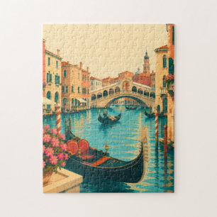 Puzzle Casse-tête de Venise Italie Pont Rialto Gondole