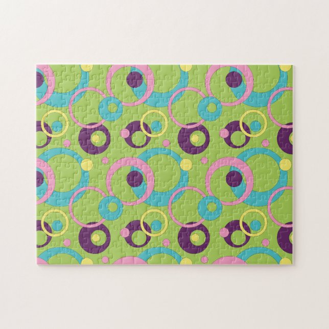 Puzzle Casse-tête des cercles verts funky (Horizontal)