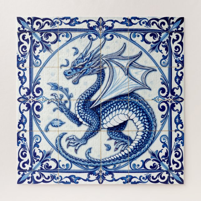 Puzzle casse-tête dragon de lune saphir (Vertical)