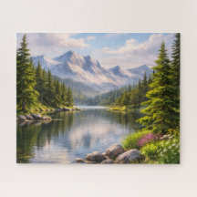 Casse-tête du lac de montagne en été