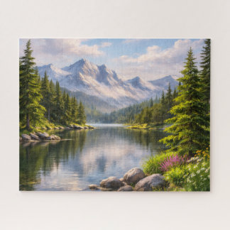 Puzzle Casse-tête du lac de montagne en été