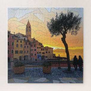 Puzzle Casse-tête du village ligurien au coucher du solei