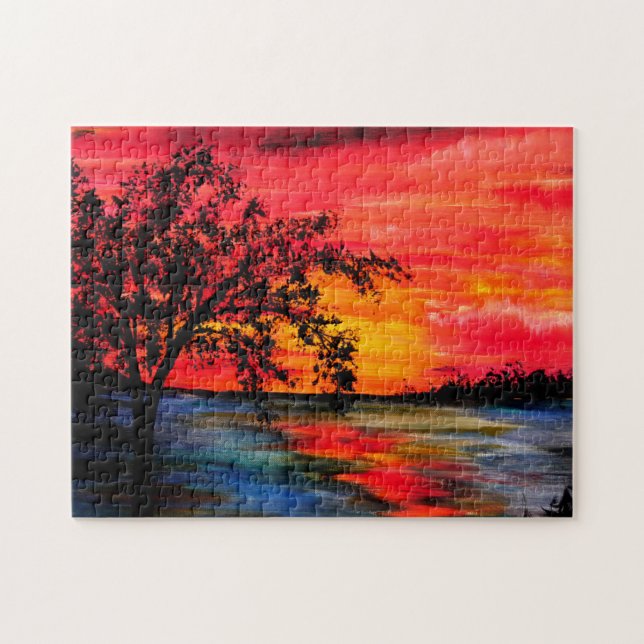 Puzzle Casse-tête en toile de peinture de coucher de sole (Horizontal)
