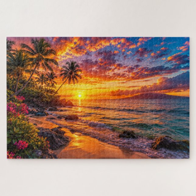 Puzzle Casse-tête Évasion du coucher de soleil sur l'océa (Horizontal)