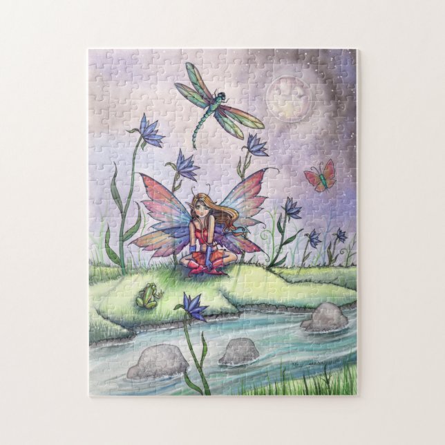 Puzzle Casse-tête Fée avec Libellules et Grenouille (Vertical)