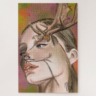 Puzzle Casse-tête Femme Cerf