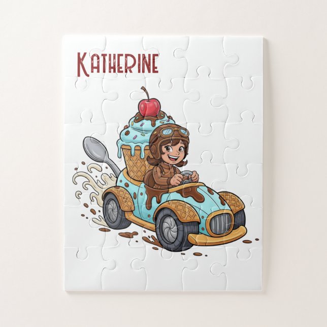 Puzzle Casse-tête Fille Mignonne Livrant des Glaces  (Vertical)