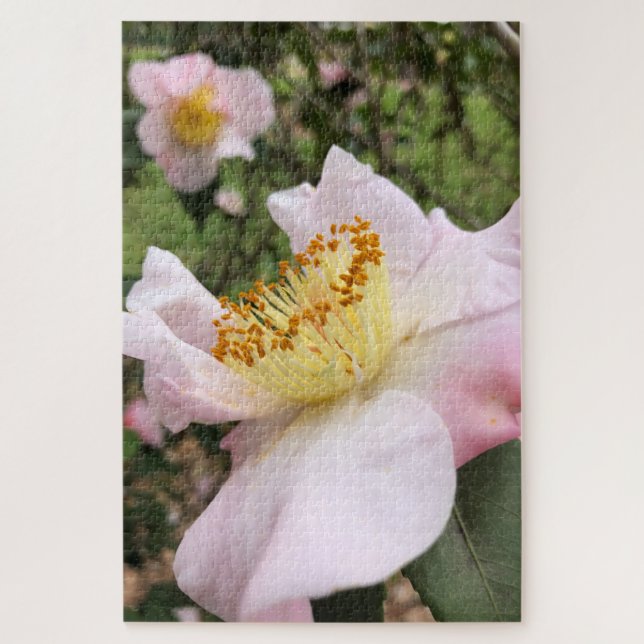 Puzzle Casse-tête floral Fleur de Camélia rose (Vertical)
