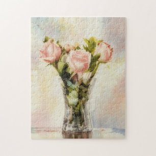 Puzzle Casse-tête floral joli vase de roses