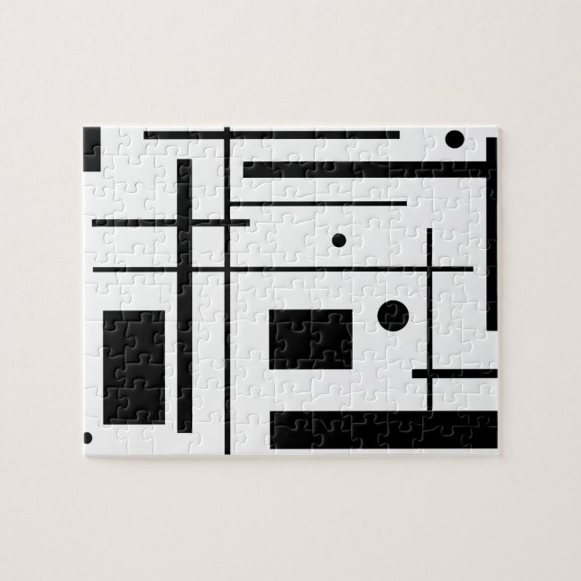 Puzzle Casse-tête géométrique noire et blanche de formes (Horizontal)