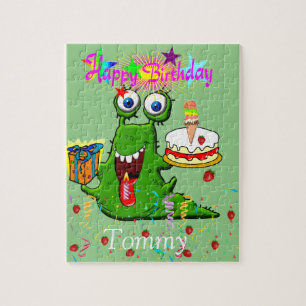 Puzzle Casse-tête Joyeux Anniversaire Monstre Vert