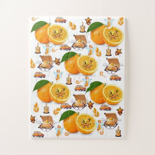 Puzzle Casse-tête, Joyeux Anniversaire Oranges Gâteau Fée (Vertical)