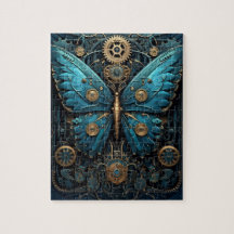 Casse-tête mécanique papillon monarque bleu