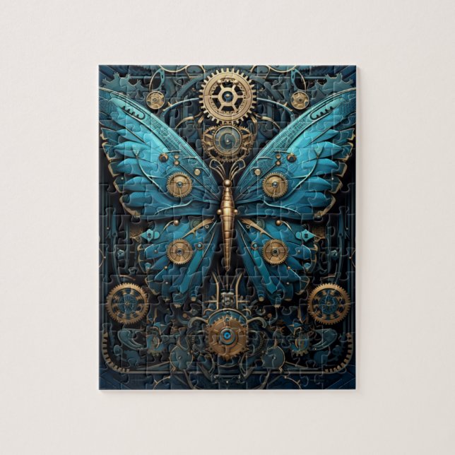 Puzzle Casse-tête mécanique papillon monarque bleu (Vertical)