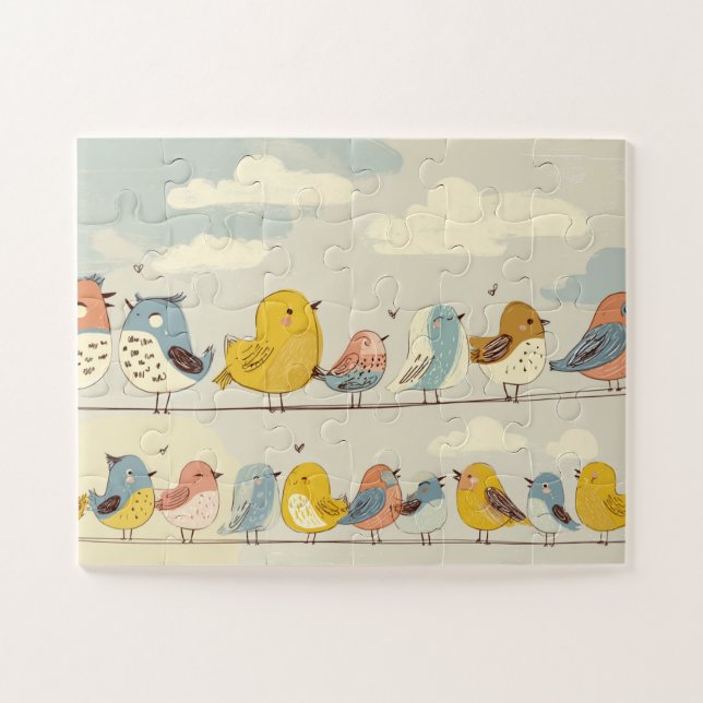 Puzzle Casse-tête Oiseaux sur un Fil (Horizontal)