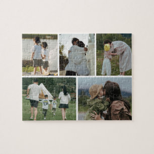 Puzzle Casse-tête personnalisé en collage de 5 photos de