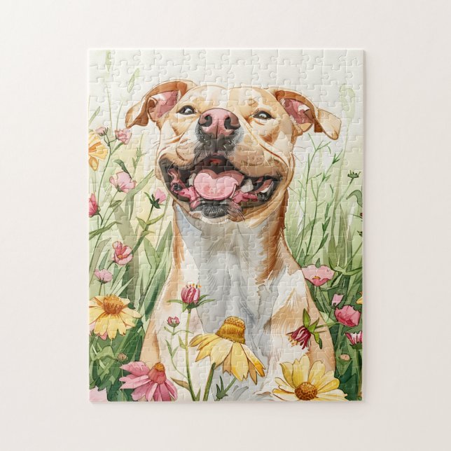 Puzzle Casse-tête Pit Bull – Amusement de chien à l'aquar (Vertical)