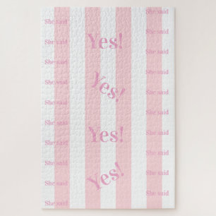 Puzzle Casse-tête Rayure Rose & Blanc Elle a dit Oui ! Co