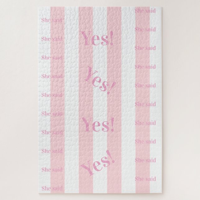 Puzzle Casse-tête Rayure Rose & Blanc Elle a dit Oui ! Co (Vertical)