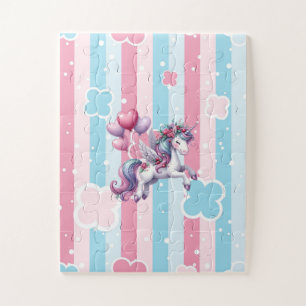 Puzzle Casse-tête rayures licorne violette couleurs paste