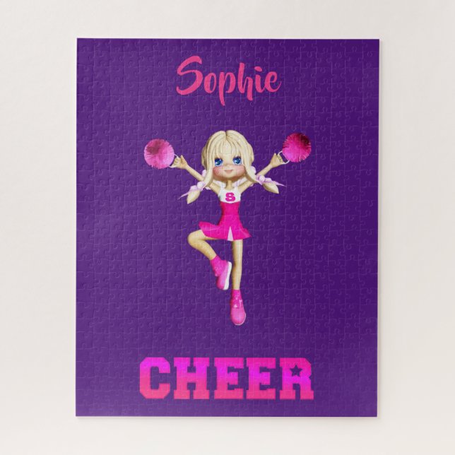 Puzzle Casse-tête rose et violet mignon de Cheerleading (Vertical)