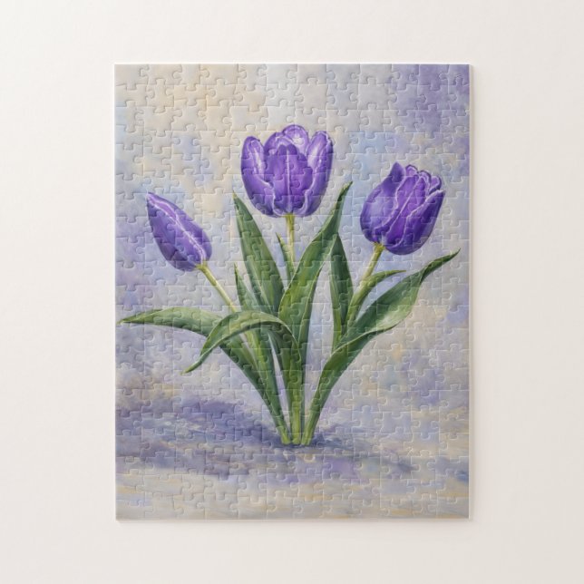 Puzzle Casse-tête Tulipes Violettes (Vertical)