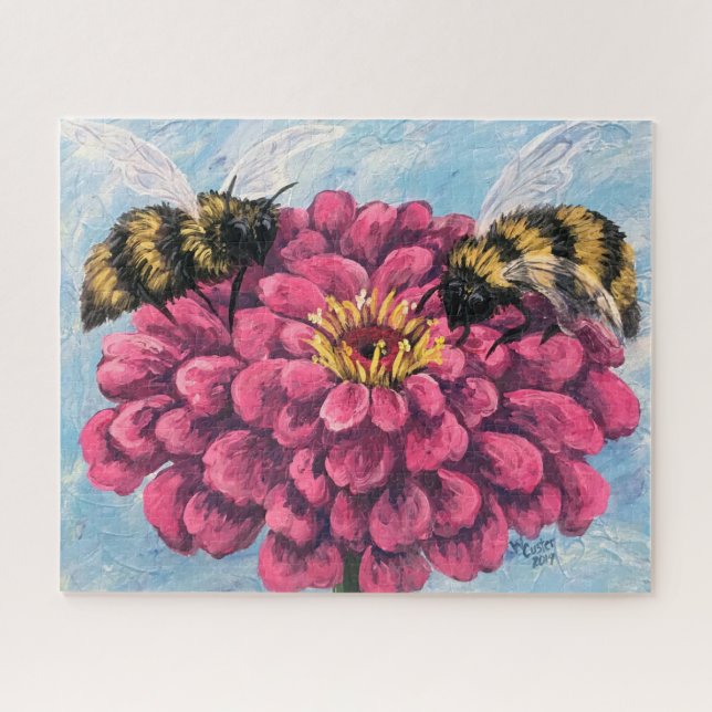Puzzle Casse-tête Zinnia et Abeilles (Horizontal)
