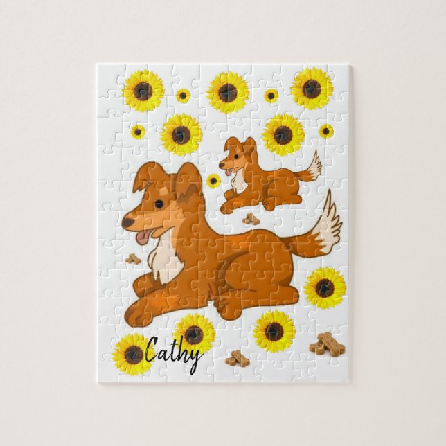 Puzzle Casse-têtes Chien Tournesol (Vertical)