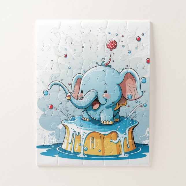 Puzzle Casse-têtes de couleurs pastel d'éléphant mignons  (Vertical)