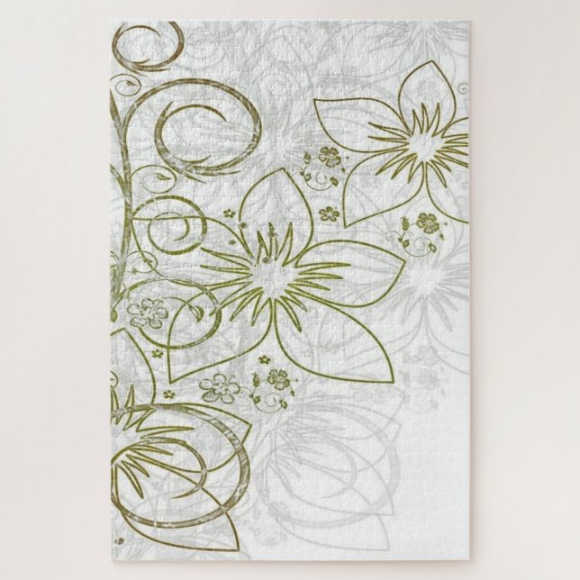 Puzzle Casse-têtes de fleurs florales dorées mignonnes  (Vertical)