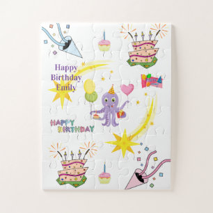 Puzzle Casse-têtes, Joyeux Anniversaire Pâtisserie Pieuvr