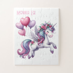 Puzzle Casse-têtes licorne blanche florale violette migno