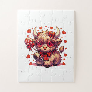 Puzzle Casse-têtes Vaches Mignonnes Cœurs Rouges