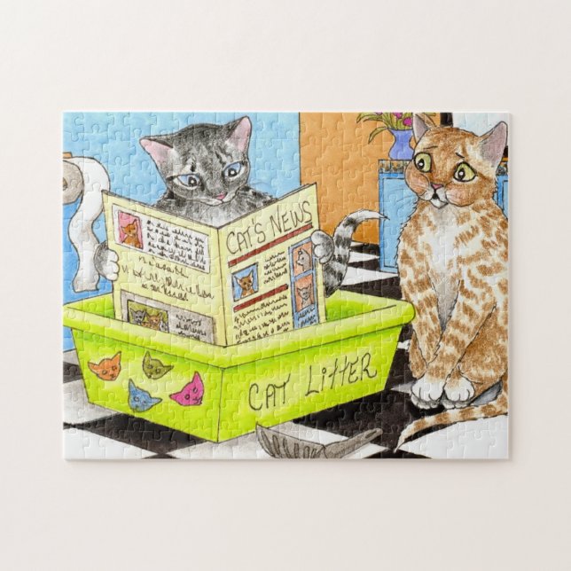 Puzzle Cat 464 amusant art de salle de bain (Horizontal)