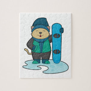 Puzzle Cat as Snowboarder