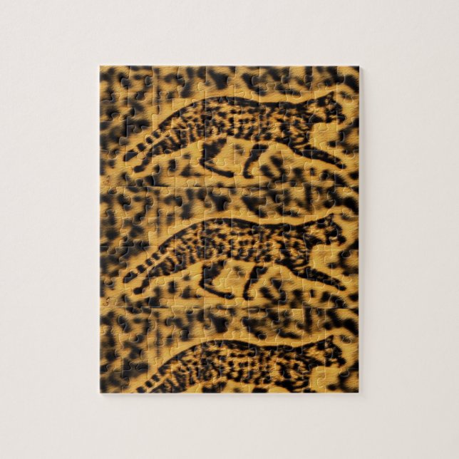 Puzzle Cat cheetah imprimer art géométrique (Vertical)
