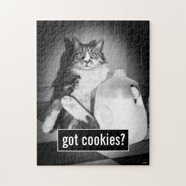 Puzzle Cat Drinking Milk From Jug (Vertical)