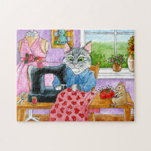 Puzzle Cat habilleuse couturière salle de confection puzz
