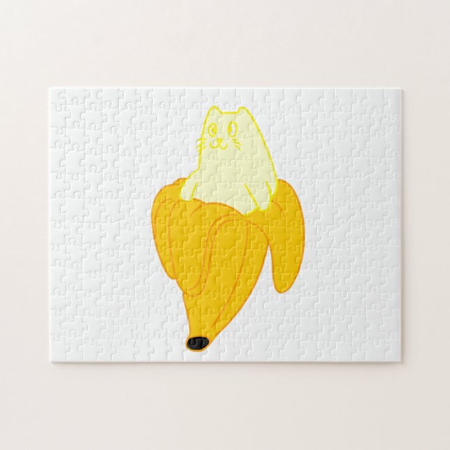 Puzzle Cat in banana - Choose background color (Horizontal)