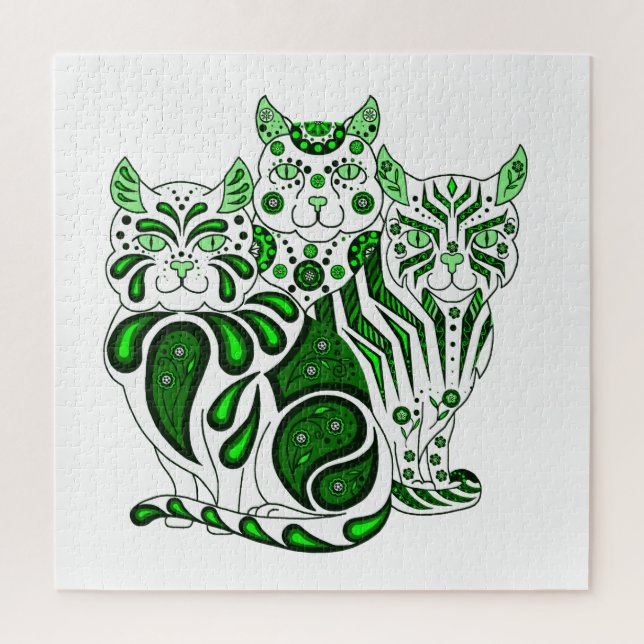 Puzzle Cat/Kitten art folklorique conception de chat Patc (Vertical)