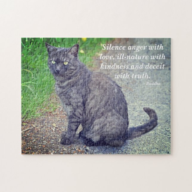 Puzzle Cat posant II Citation Bouddhiste Motivationniste (Horizontal)