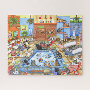 Puzzle Cat Spa 635 funny illustration