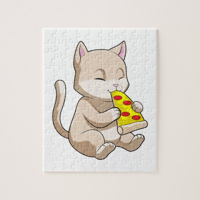 Puzzle Cat with Pizza (Vertical)