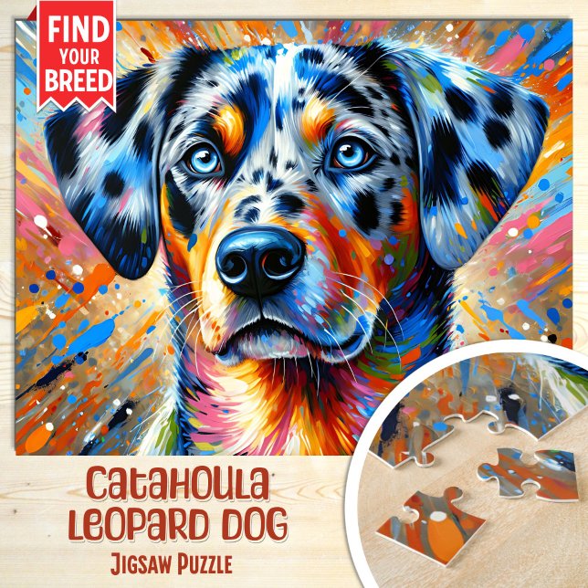 Puzzle Catahoula Leopard Dog Portrait Acrylique Art Impri (Créateur téléchargé)